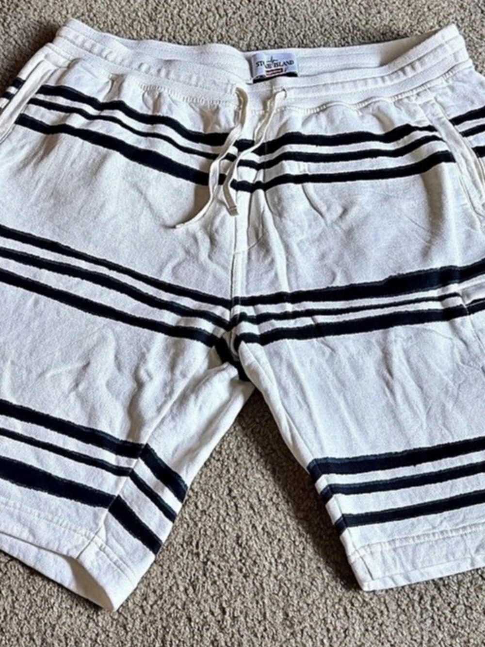 Supreme x Stone Island Warp Stripe Sweatshort Sweatshorts White & Blue
